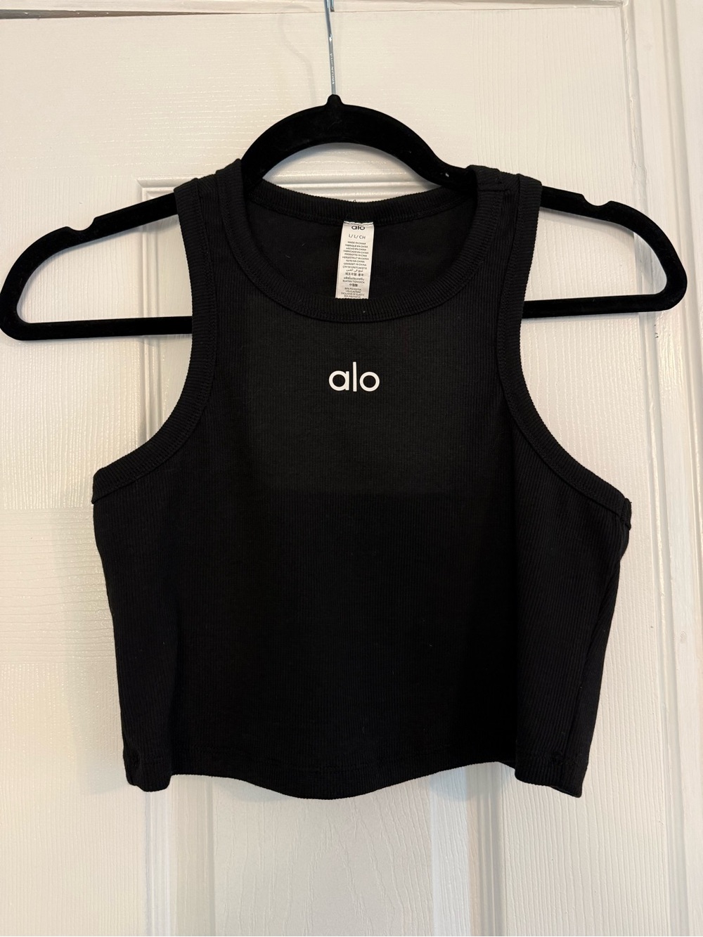 ALO Yoga Black Ribbed Cropped Tank Top